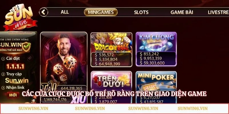 Trên Dưới – Mini Game Thời Gian Ngắn Cho Người Mới 3 Các cửa cược được bố trí rõ ràng trên giao diện game