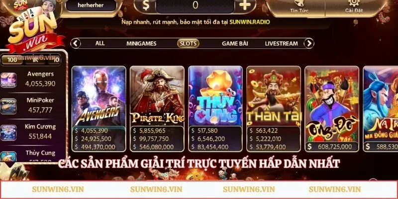 Giới Thiệu Sunwin - Sân Chơi Giải Trí Đẳng Cấp Châu Á 2 Các sản phẩm giải trí trực tuyến hấp dẫn nhất