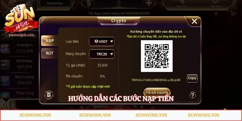 Hướng dẫn các bước nạp tiền