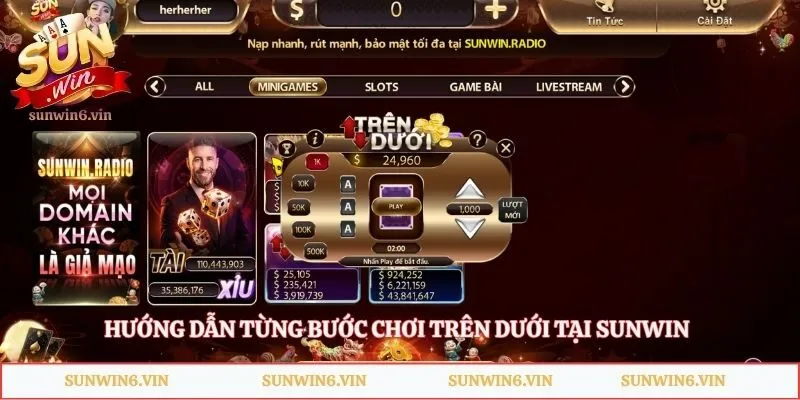 Trên Dưới – Mini Game Thời Gian Ngắn Cho Người Mới 4 Hướng dẫn từng bước chơi trên dưới tại Sunwin