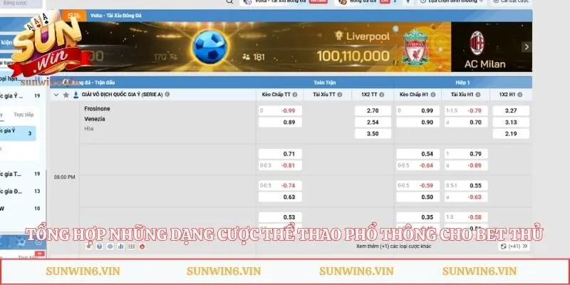 Các Kèo Thể Thao Sunwin Phổ Biến Để Đặt Cược Trực Tuyến 2 Tổng hợp những dạng cược thể thao phổ thông cho bet thủ