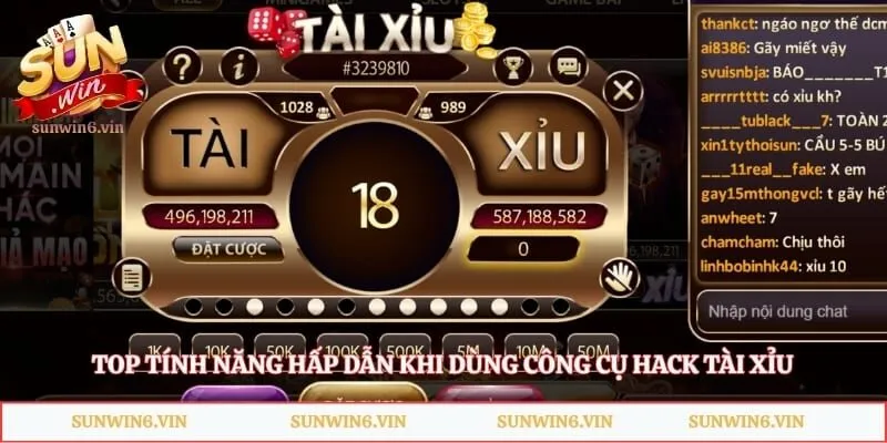 Top tính năng hấp dẫn khi dùng công cụ hack tài xỉu